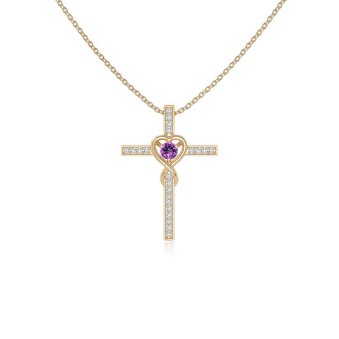 natural amethyst infinity cross necklaces in yellow gold vermeil 