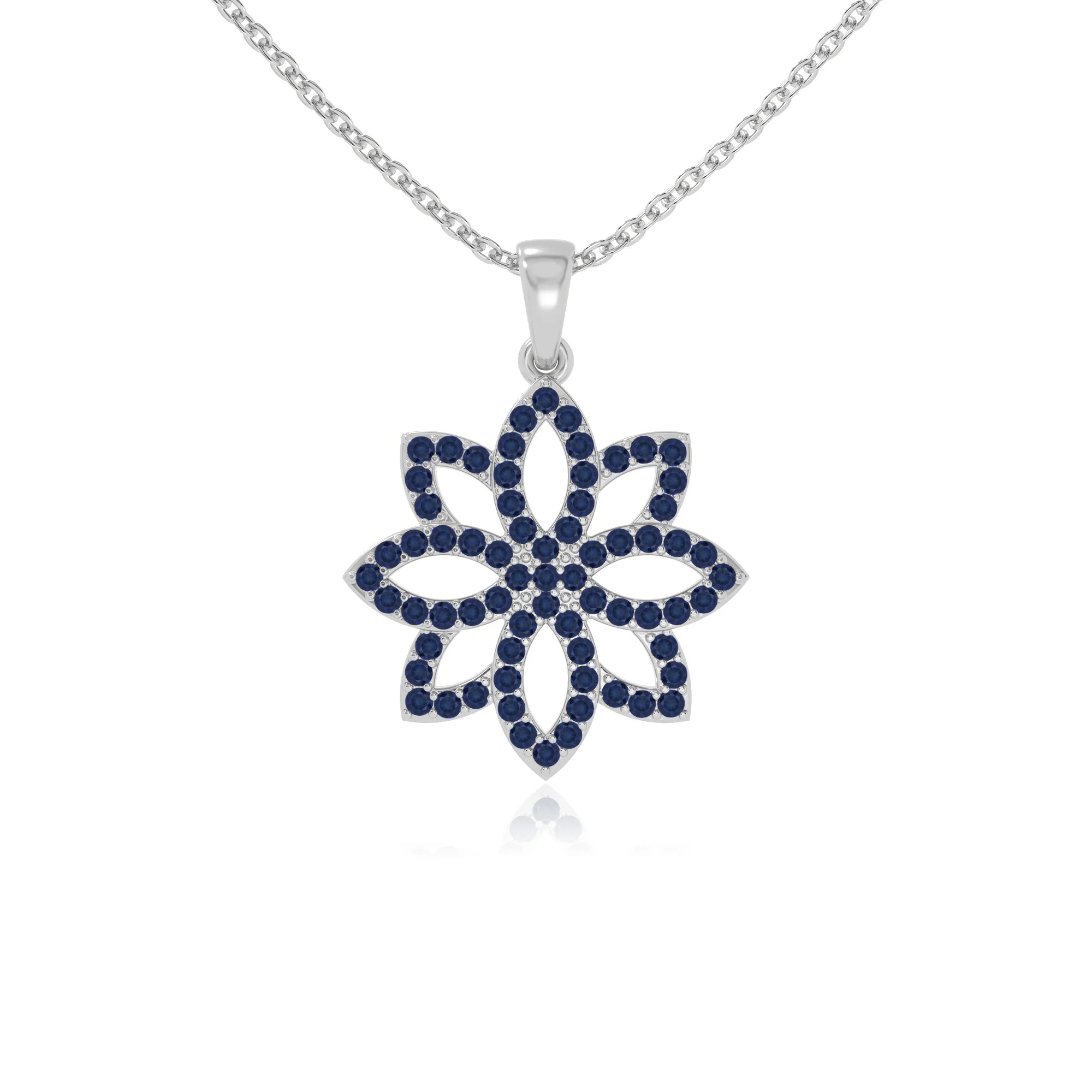 natural blue-sapphire flower necklaces in sterling silver 