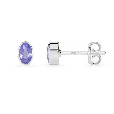 natural tanzanite oval shape stud earrings