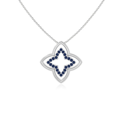 natural blue-sapphire 4 petal flower necklaces in sterling silver 