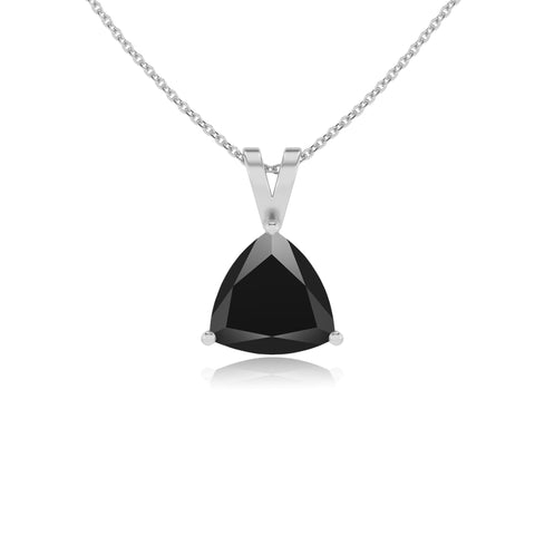 natural black-onyx trillion shape solitaire v-bale pendant necklace