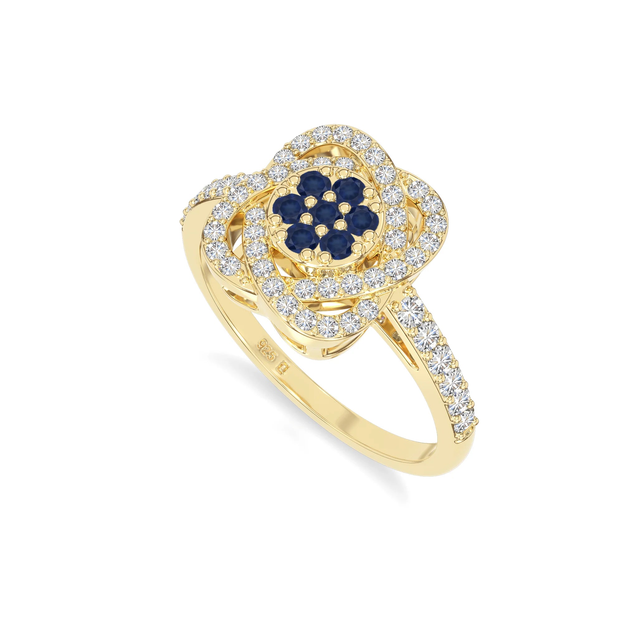 natural blue sapphire infinity promise rings in yellow gold vermeil
