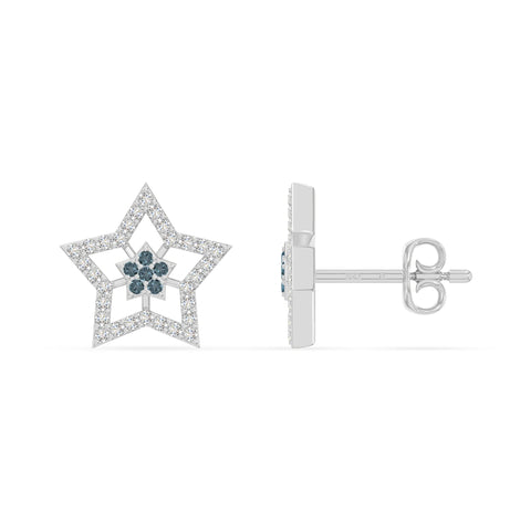 natural london-blue-topaz star stud earrings in sterling silver 
