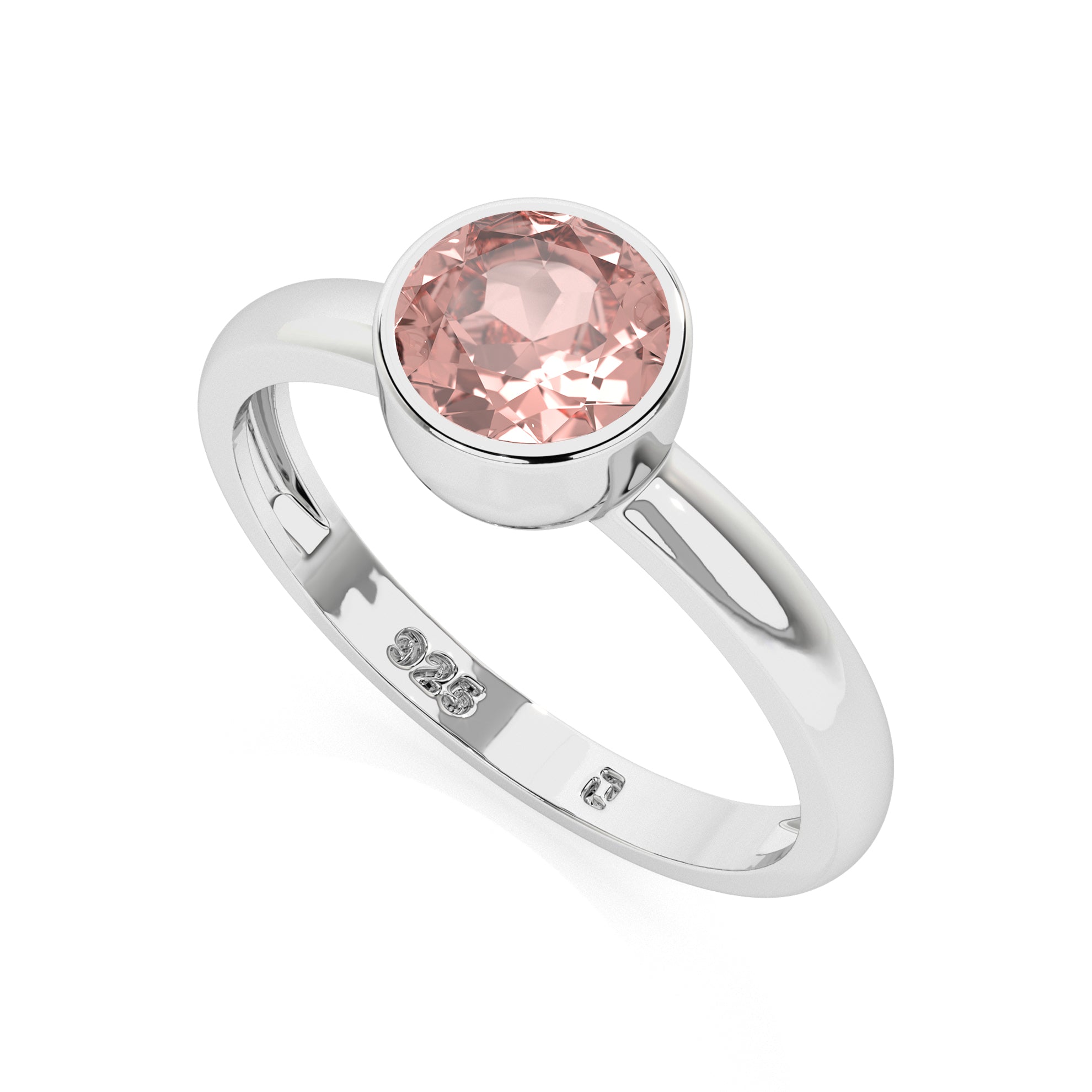 morganite round cut stackable bezel-set ring