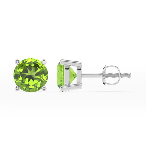 natural peridot round stud earrings 