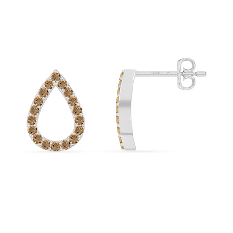 natural citrine teardrop stud earrings in sterling silver 