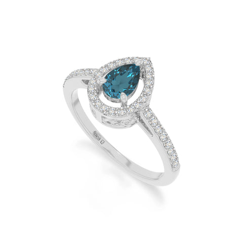 natural london blue topaz solitaire halo engagement rings in sterling silver 