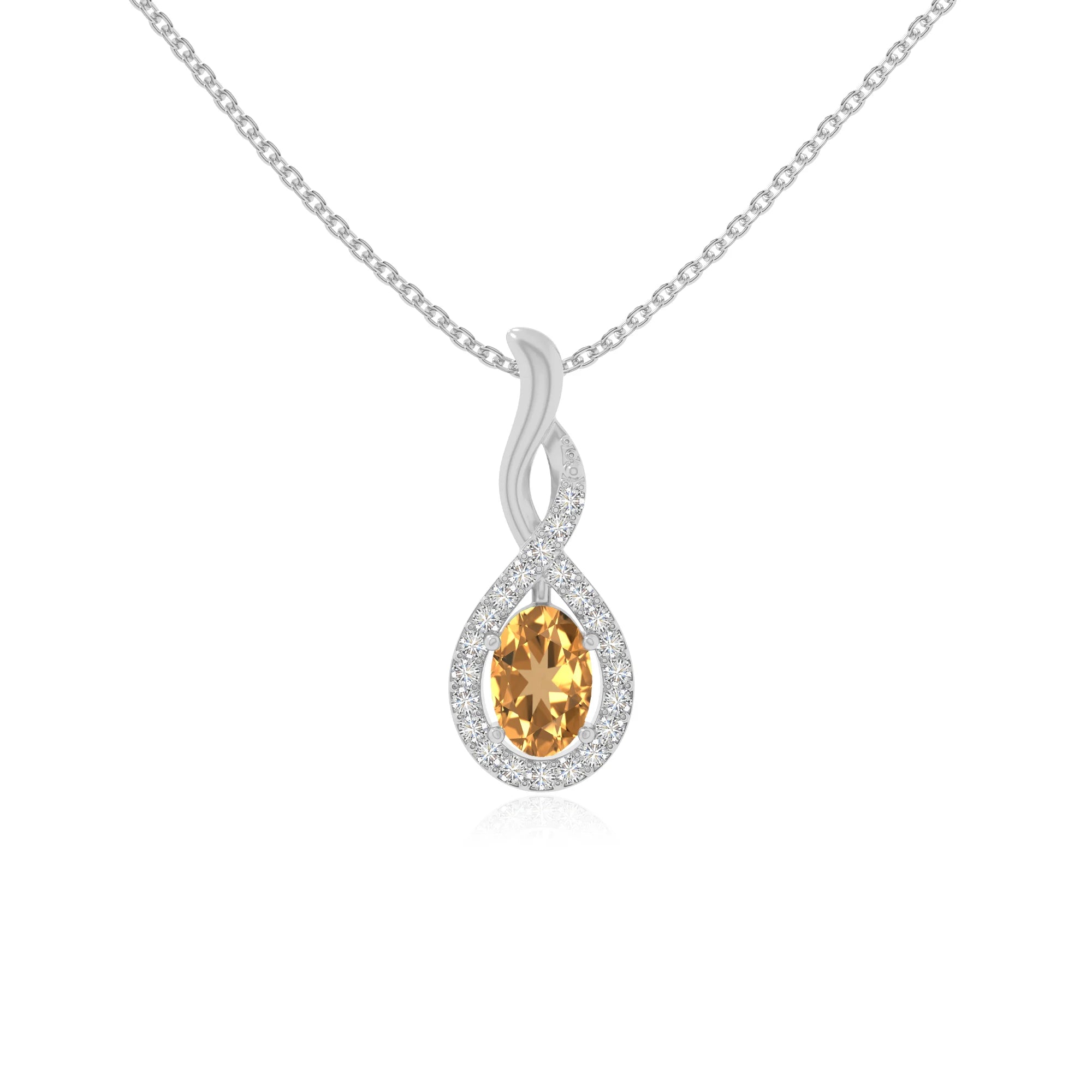 natural citrine infinity necklaces in sterling silver 
