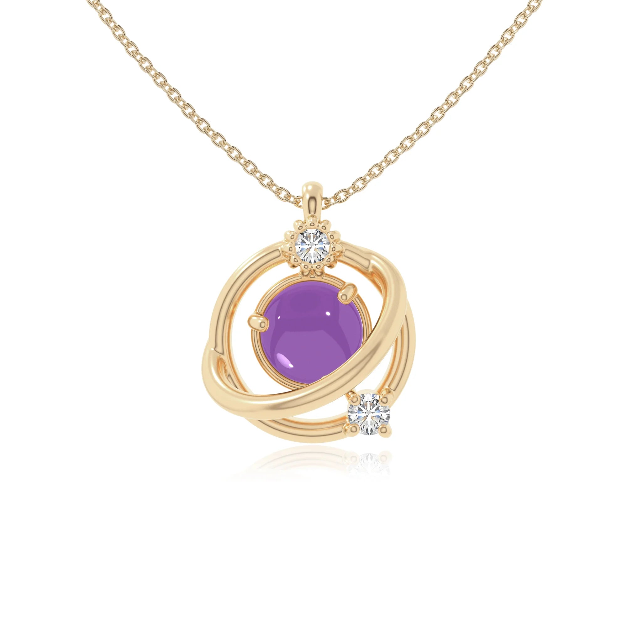 natural amethyst galaxy necklaces in yellow gold vermeil 