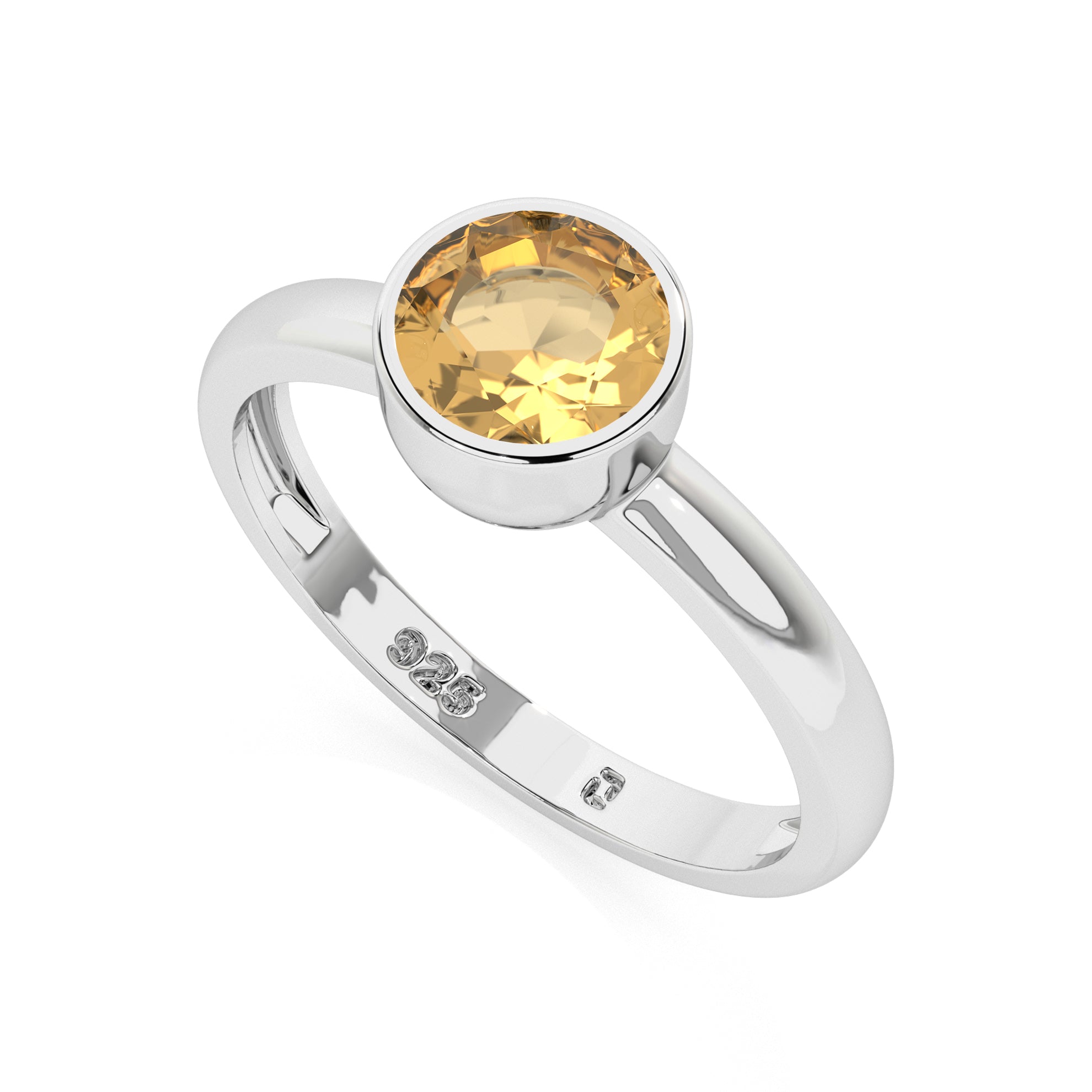 citrine round cut stackable bezel-set ring