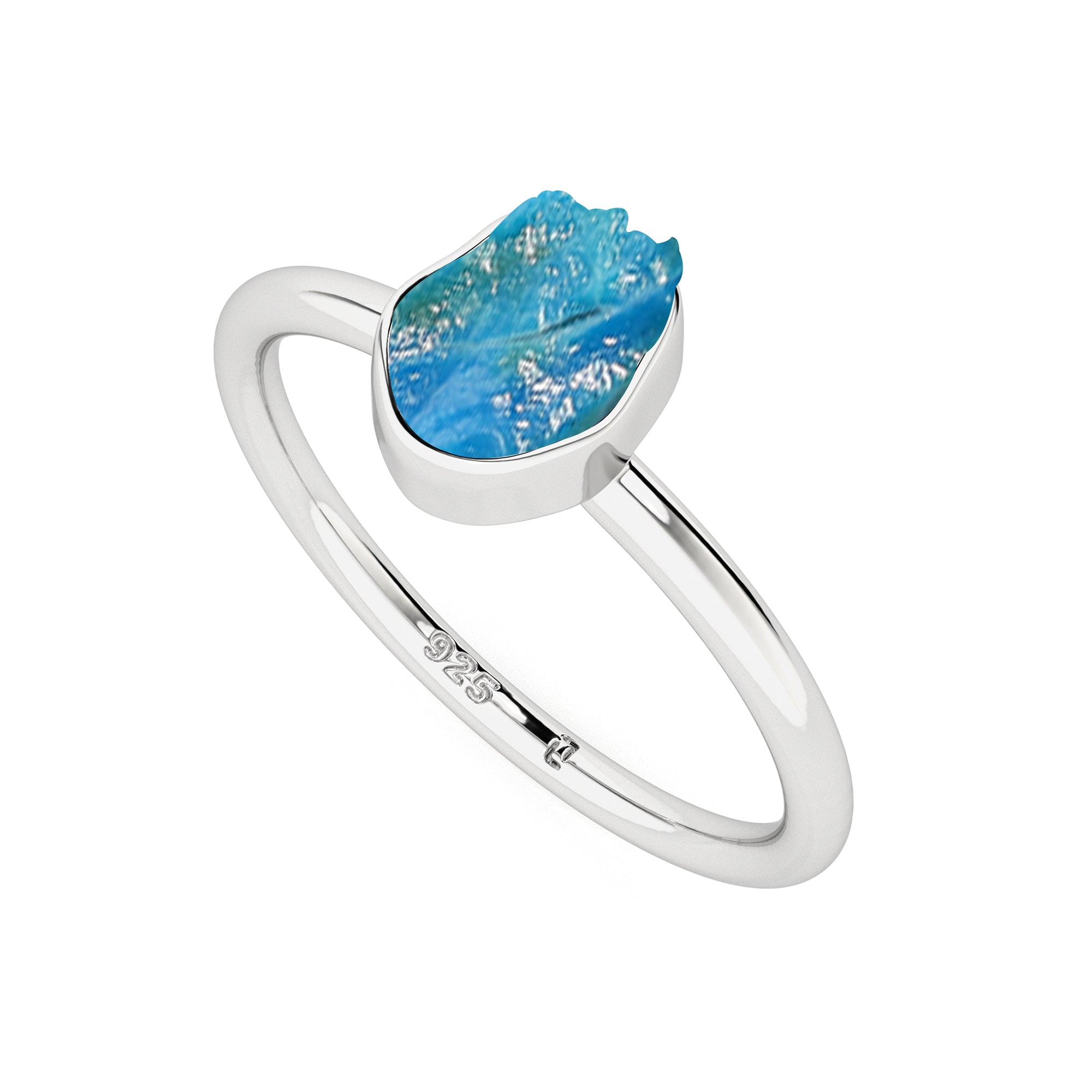 peruvian-opal rough shape stackable bezel-set ring