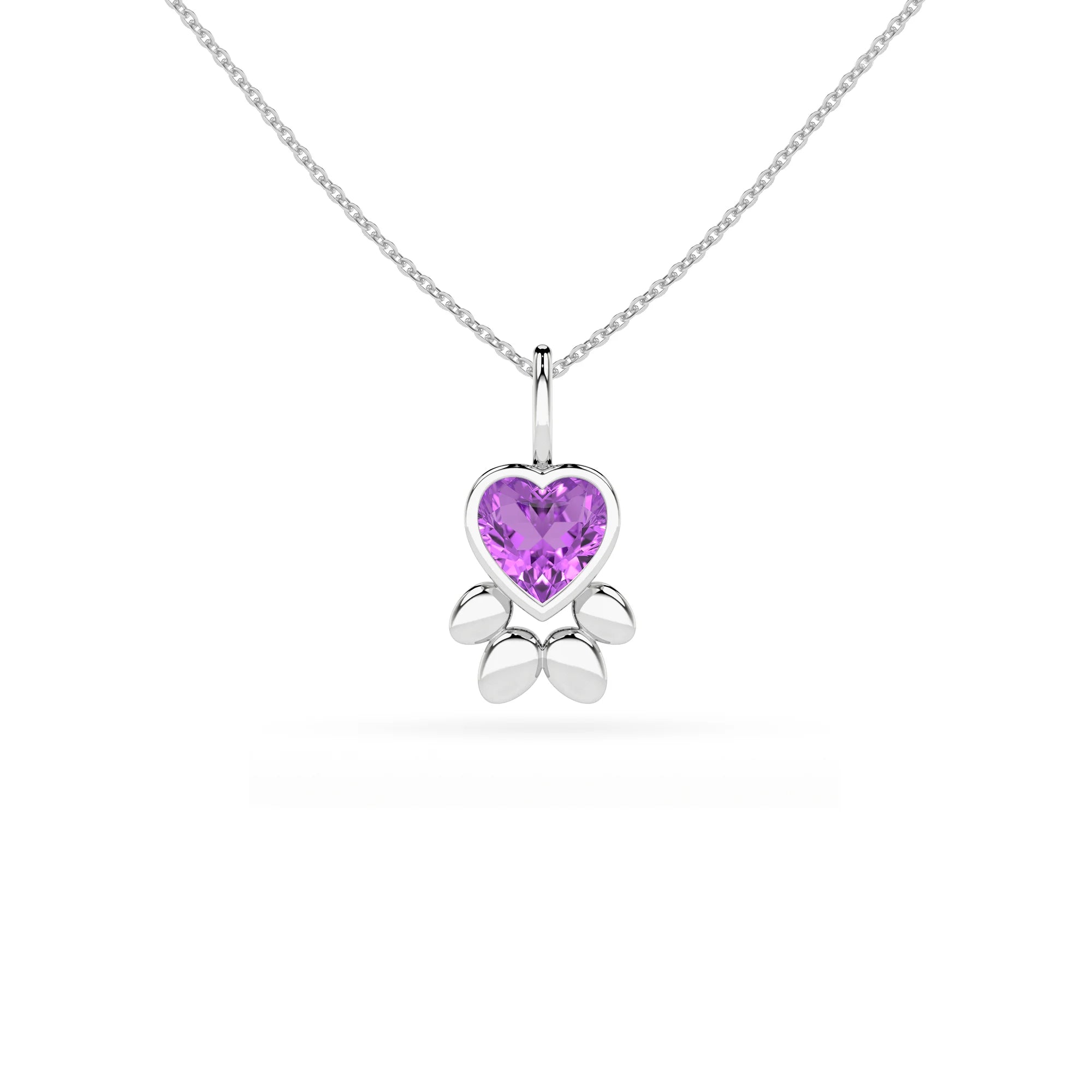 natural amethyst paw shape pendant necklace