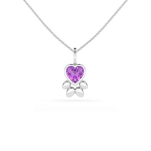 natural amethyst paw shape pendant necklace
