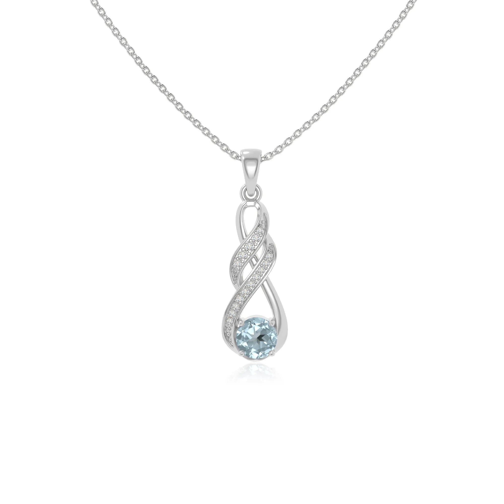 natural aquamarine infinity necklaces in sterling silver 