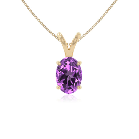 natural amethyst v-bale solitaire necklaces in yellow gold vermeil 