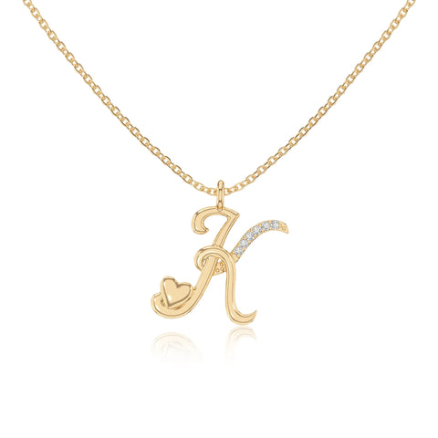 moissanite Initials necklaces in yellow gold vermeil 
