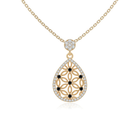 natural black-onyx infinity love knot necklaces in yellow gold vermeil 