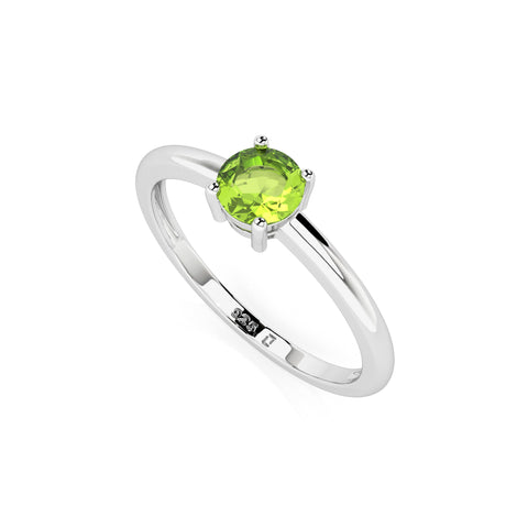 peridot round cut stackable prong-set ring