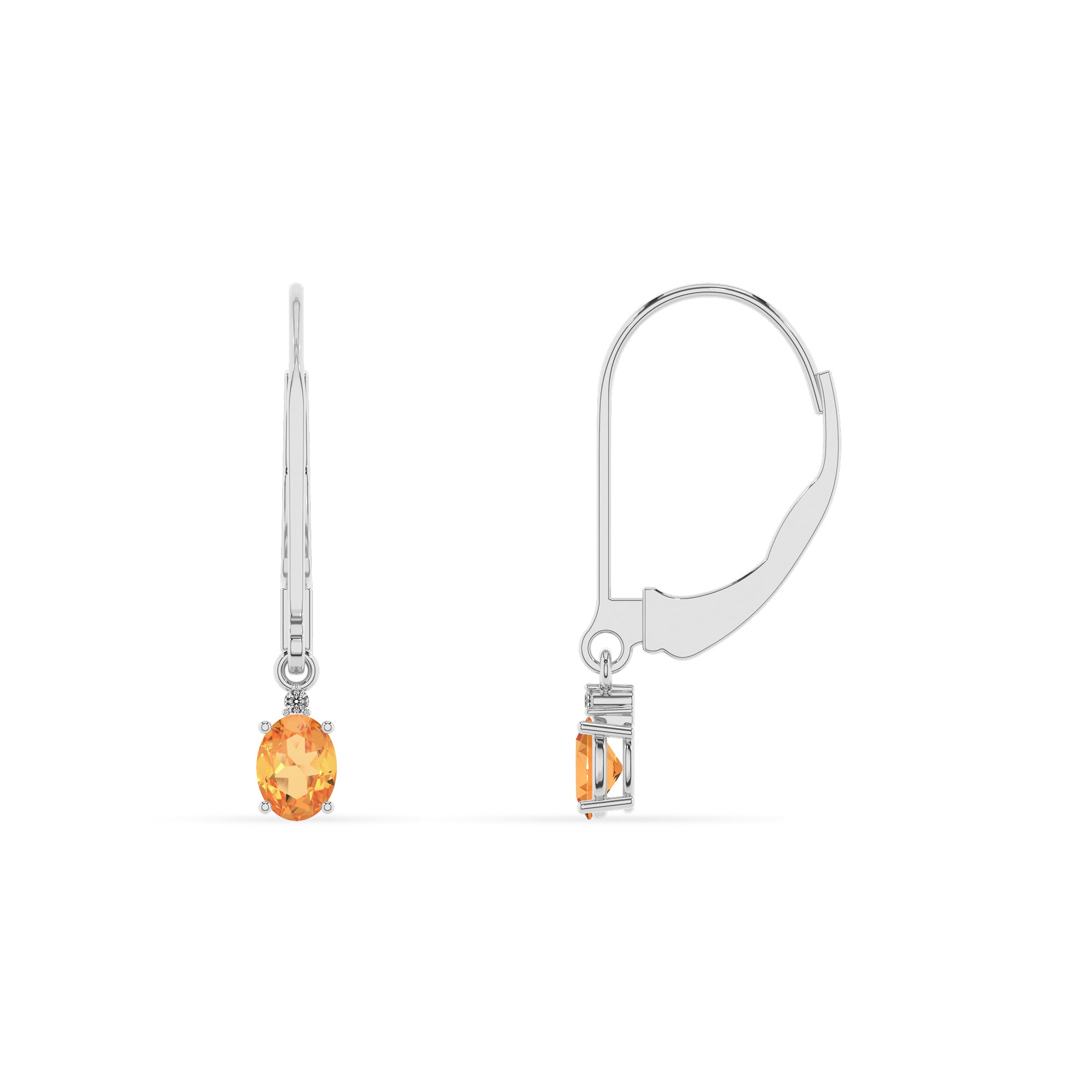 lab grown citrine oval dangle earrings with moissanite 