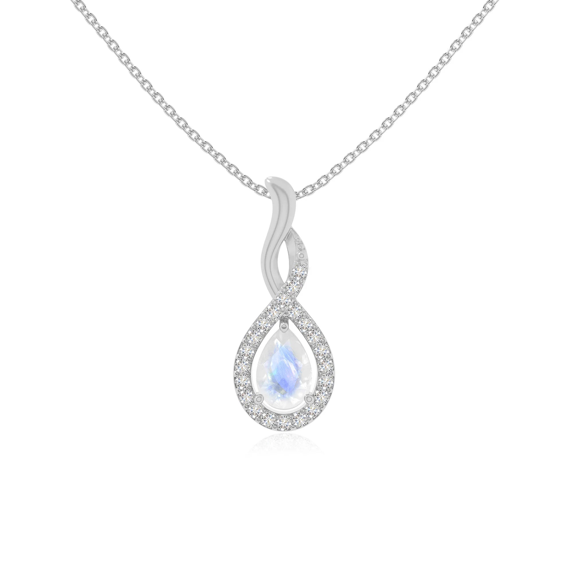 rainbow moonstone infinity necklaces in sterling silver 
