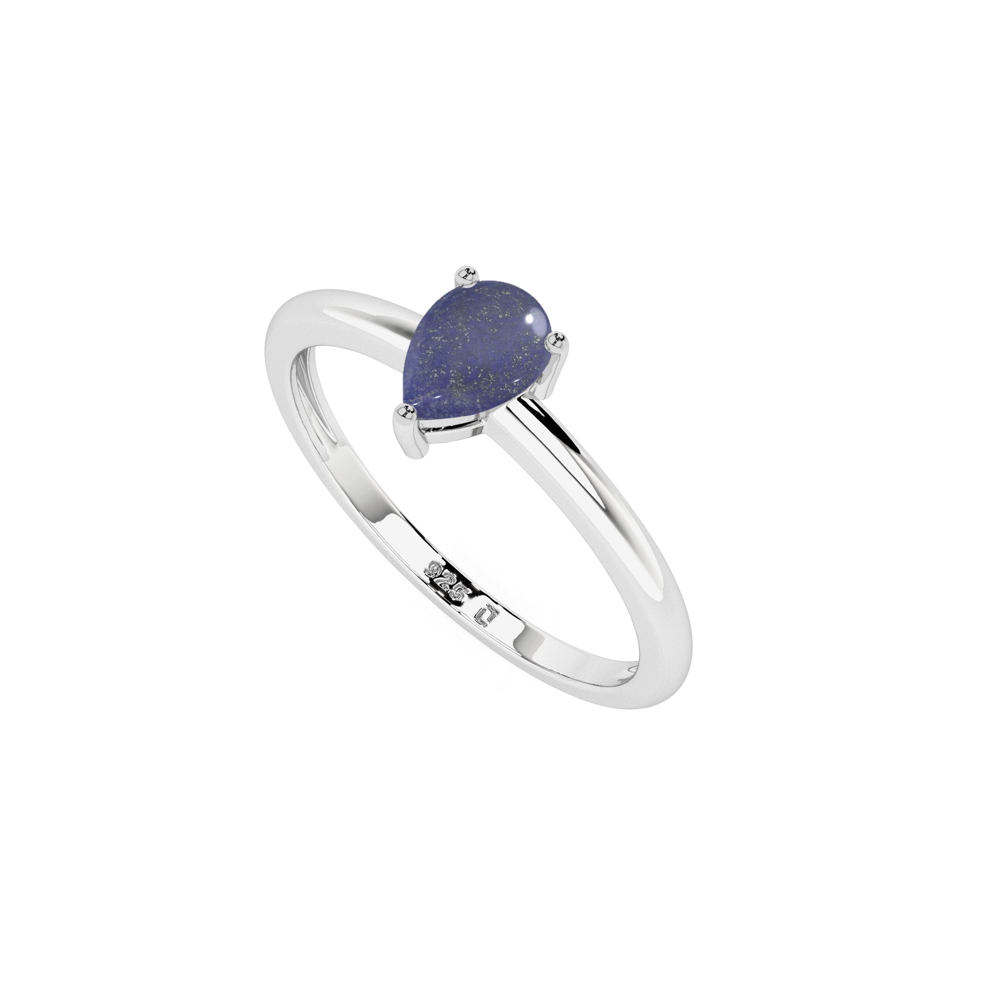 lapis lazuli pear cab stackable prong-set ring