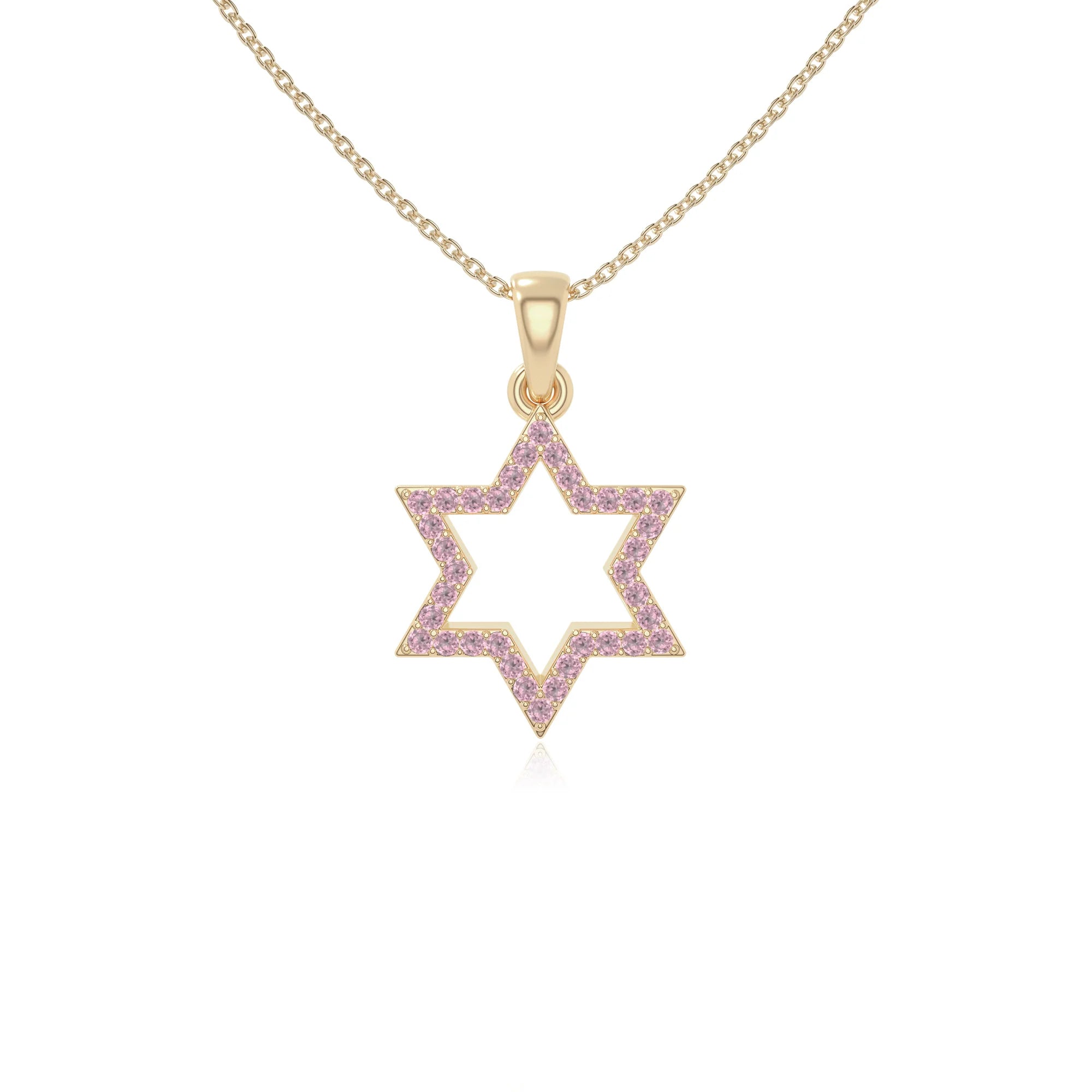 natural pink-tourmaline star of david necklaces in yellow gold vermeil 