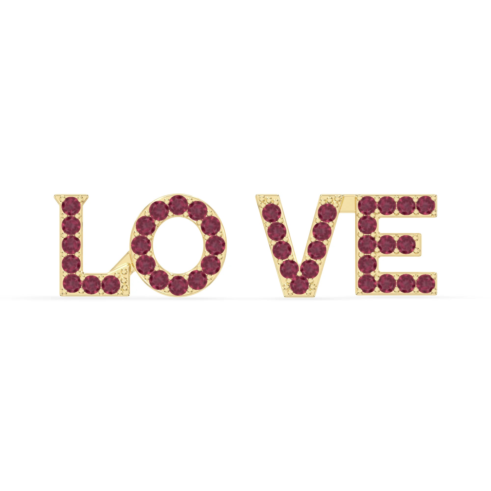 natural ruby love stud earrings in yellow gold vermeil 