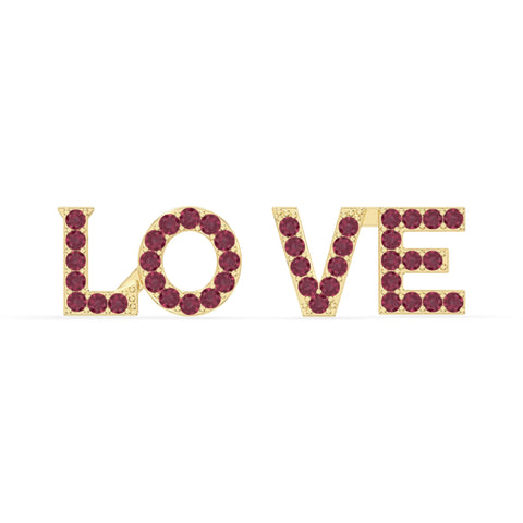 natural ruby love stud earrings in yellow gold vermeil 