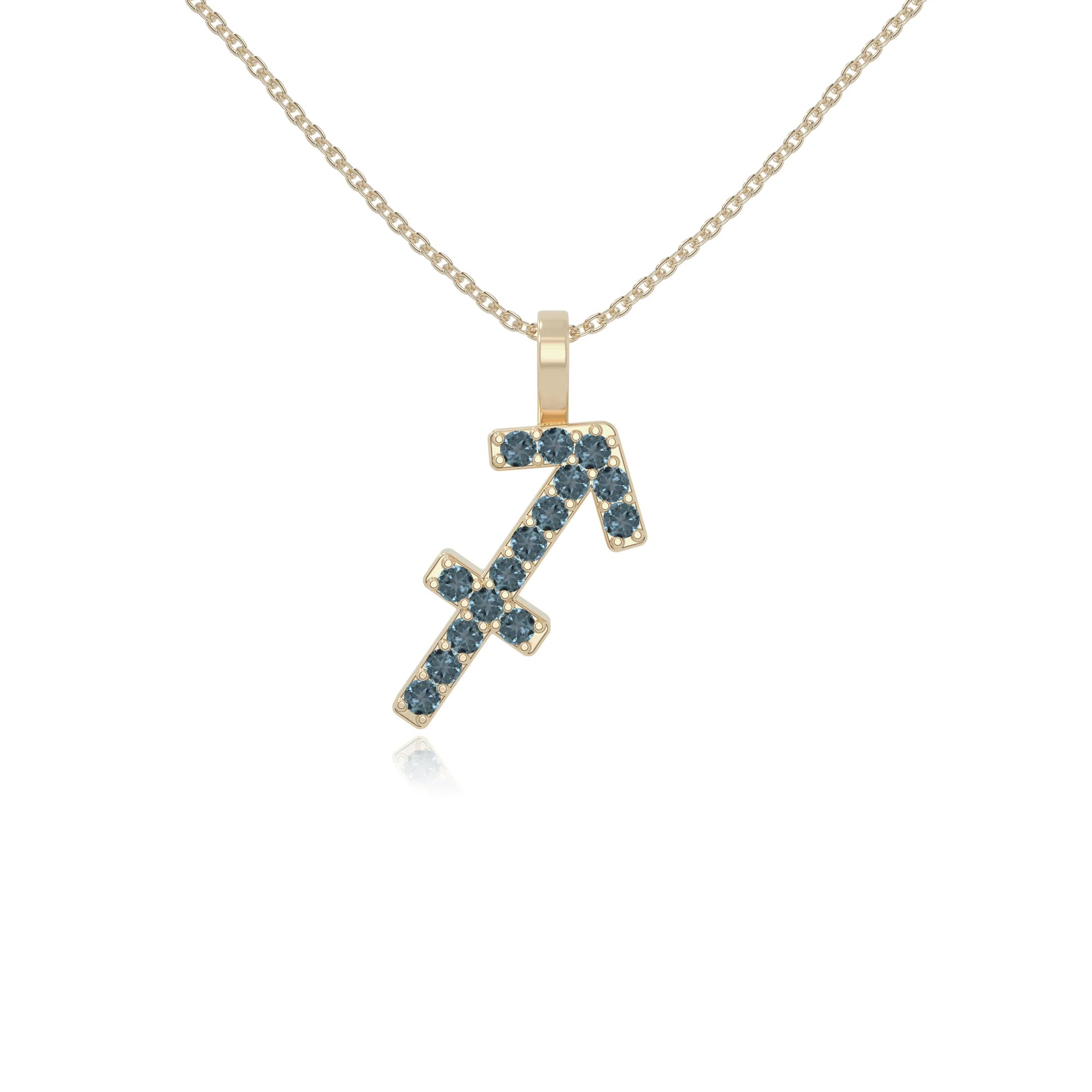 natural london-blue-topaz sagittarius zodiac necklaces in yellow gold vermeil 