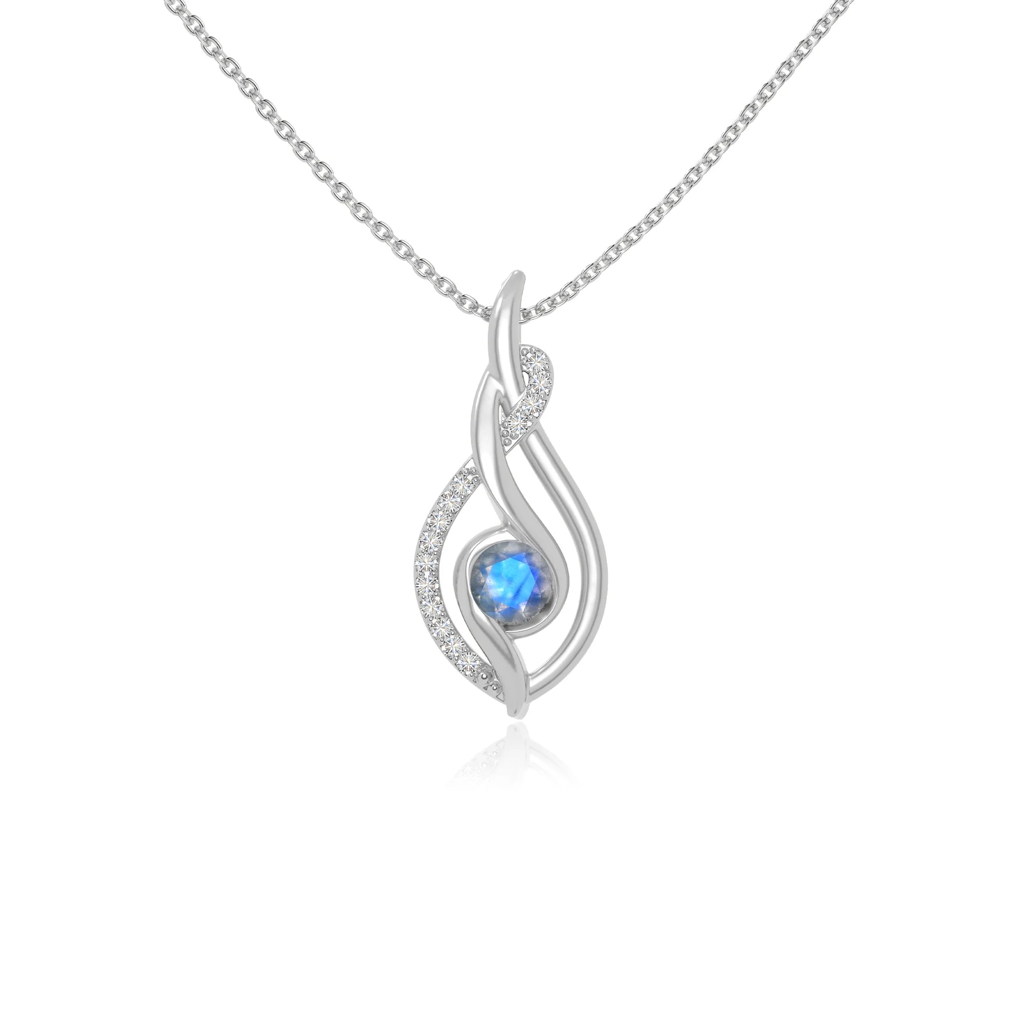 natural labradorite twisted infinty knot necklaces in sterling silver 
