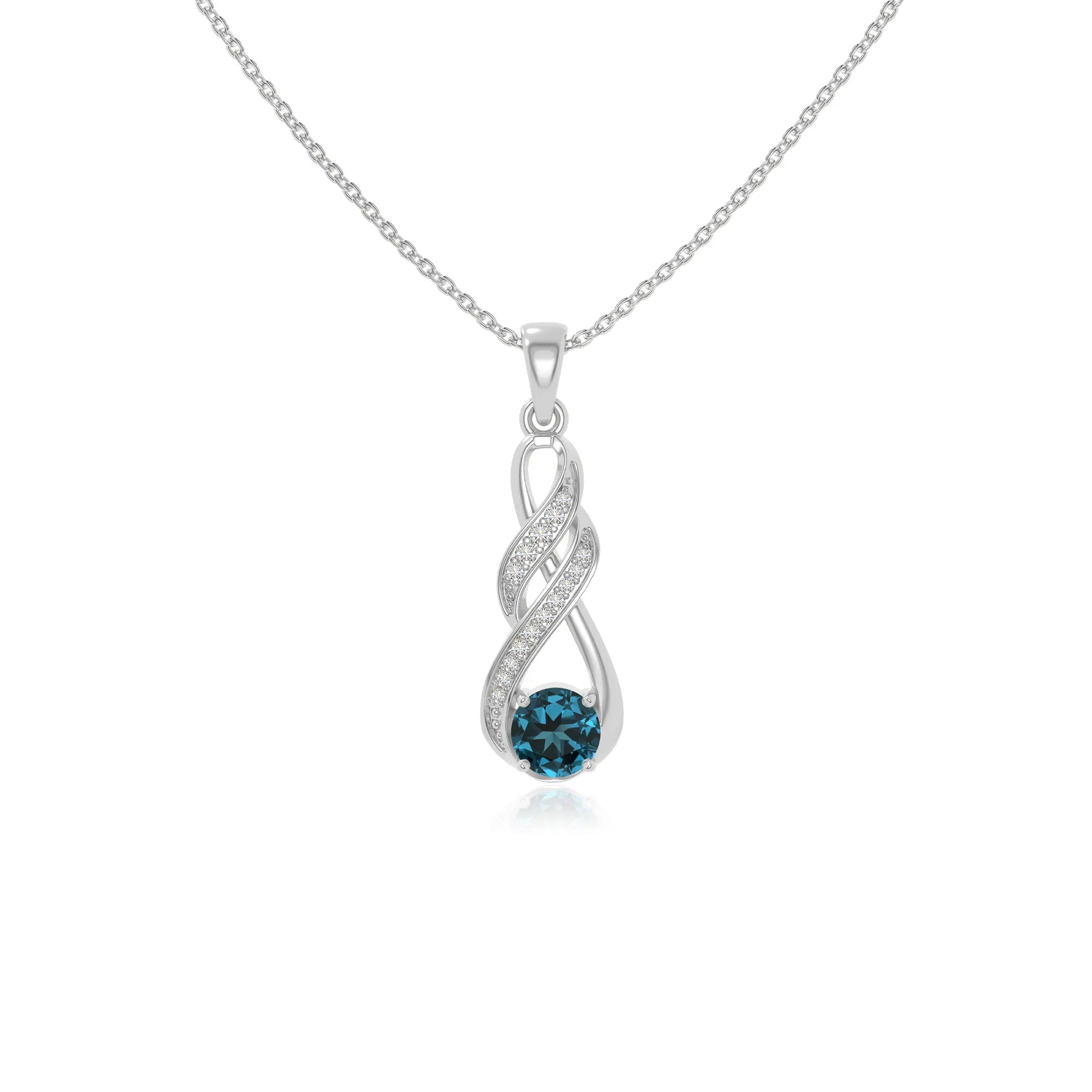 natural london-blue-topaz infinity necklaces in sterling silver 