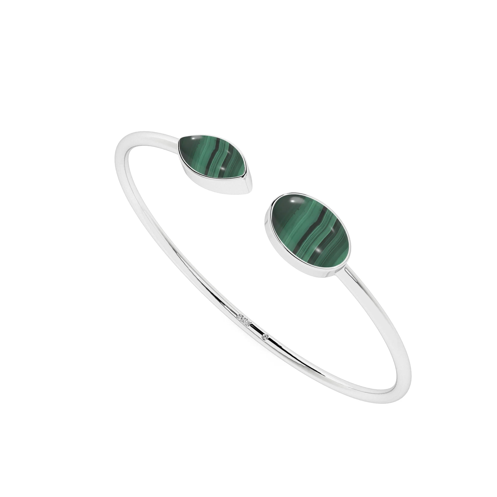 natural malachite oval-marquise shape twister bracelet