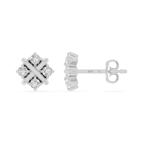 moissanite flower stud earrings in sterling silver 