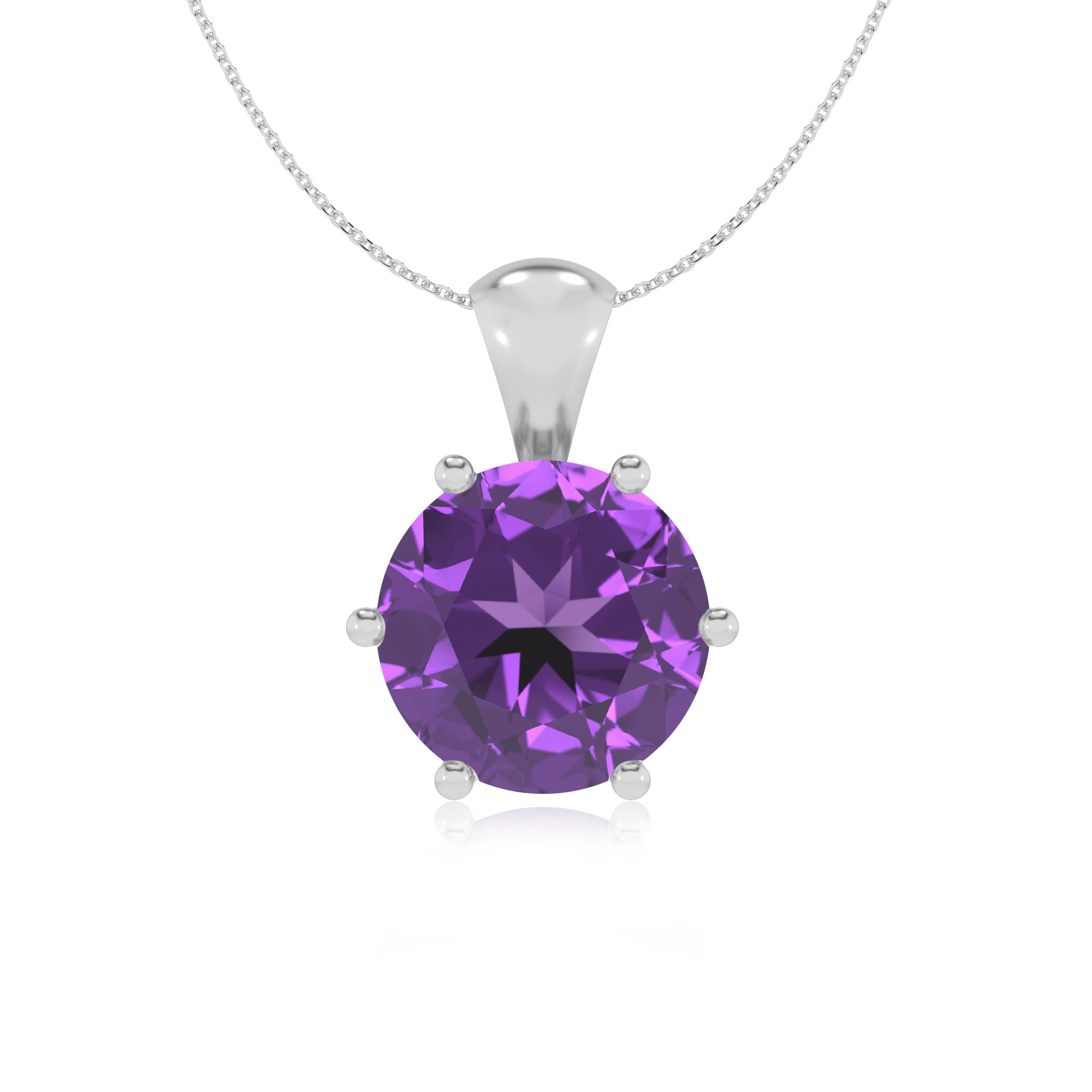 lab grown amethyst round shape solitaire pendant necklace