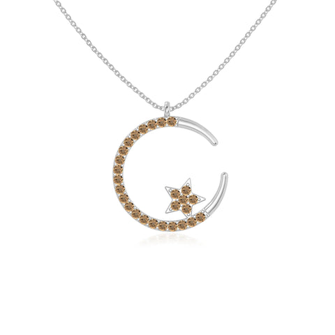 natural citrine moon & star necklaces in sterling silver 