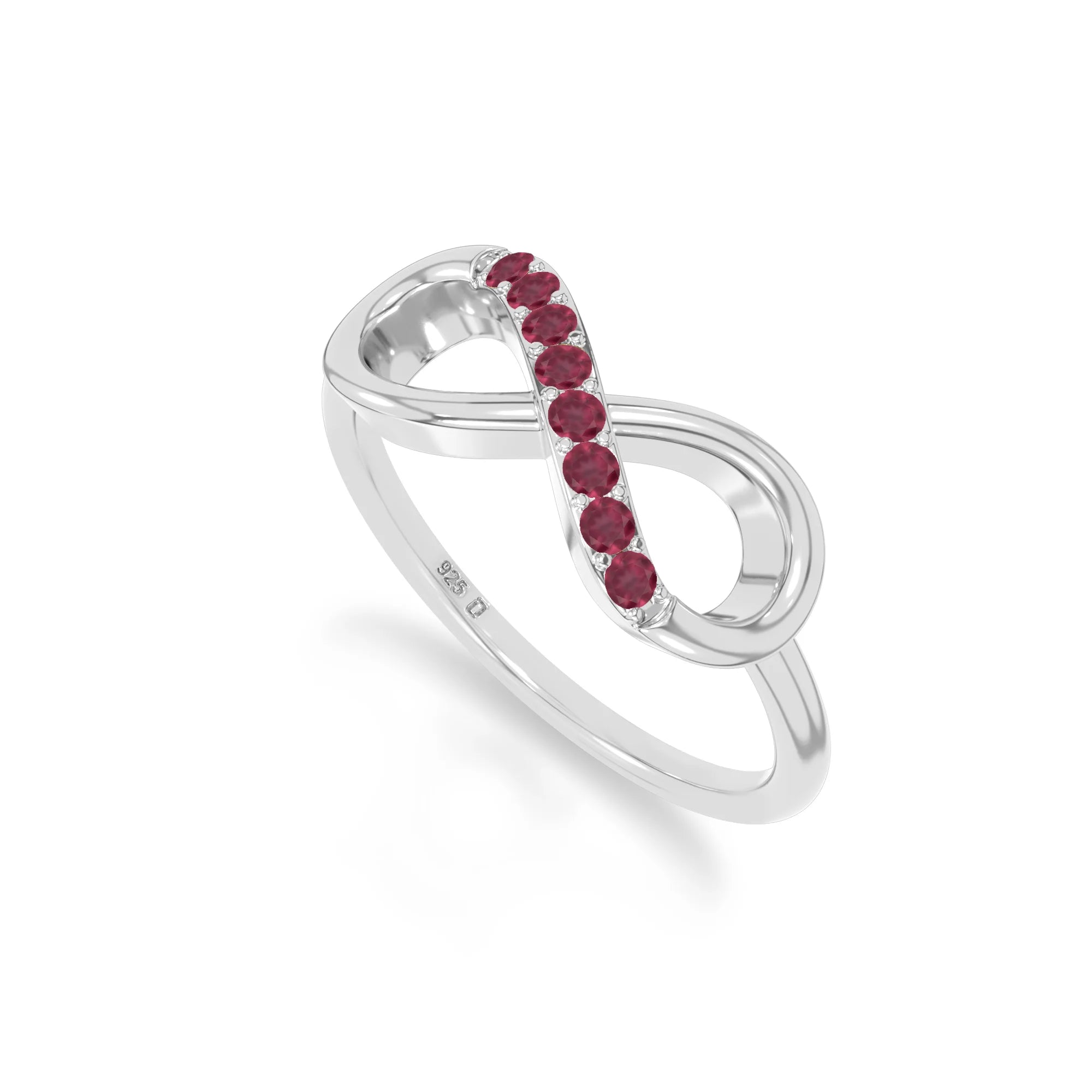 natural ruby infinity promise rings in sterling silver 