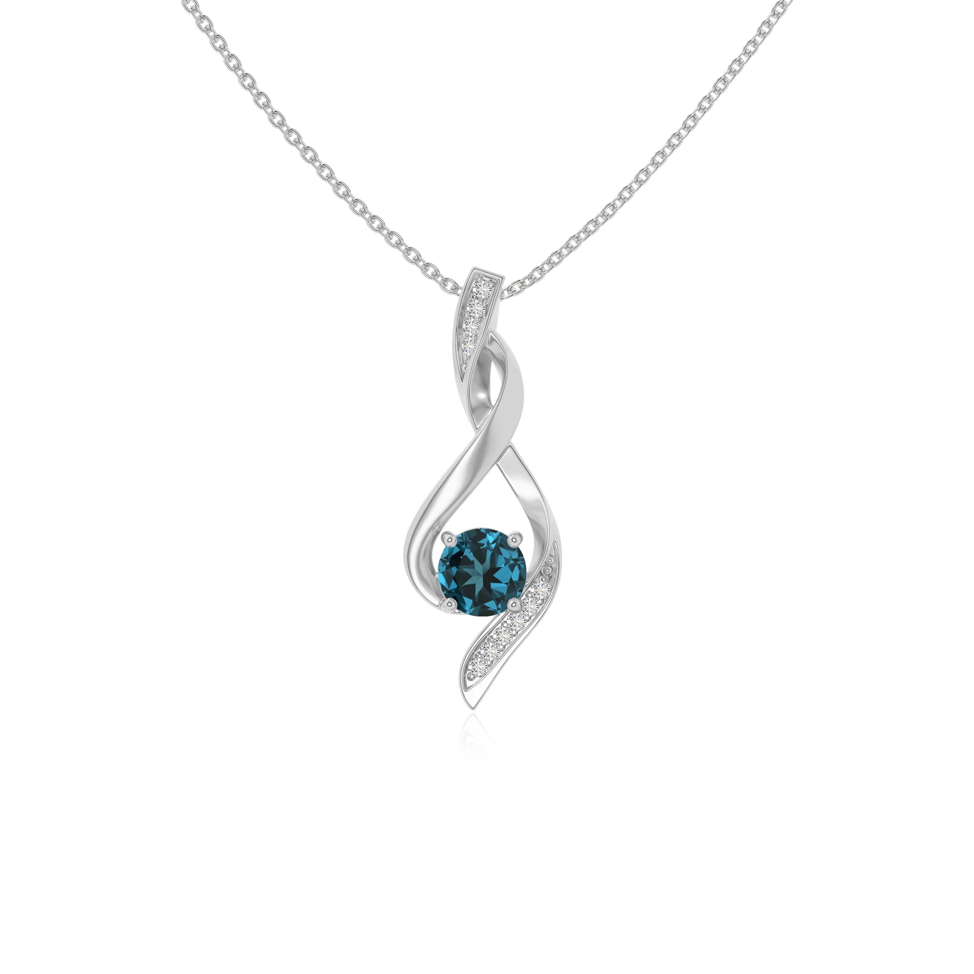natural london-blue-topaz infinity necklaces in sterling silver 