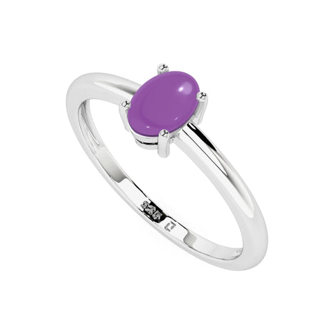 amethyst oval cab stackable prong-set ring