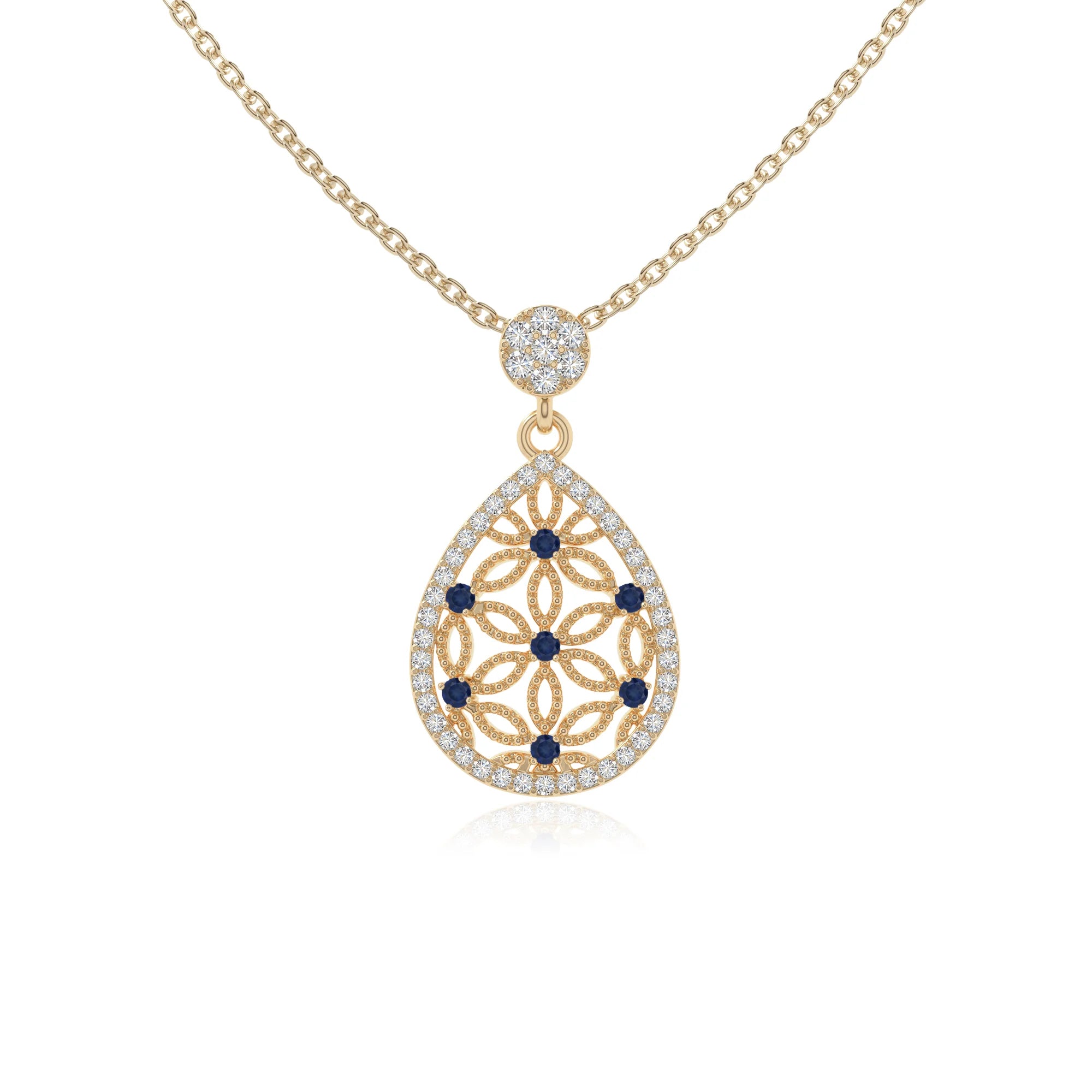 natural blue-sapphire infinity love knot necklaces in yellow gold vermeil 