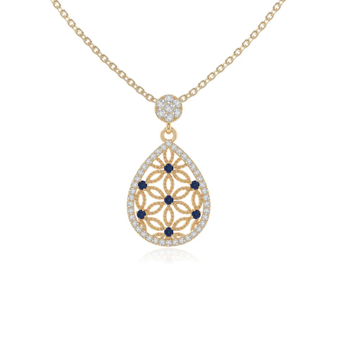natural blue-sapphire infinity love knot necklaces in yellow gold vermeil 
