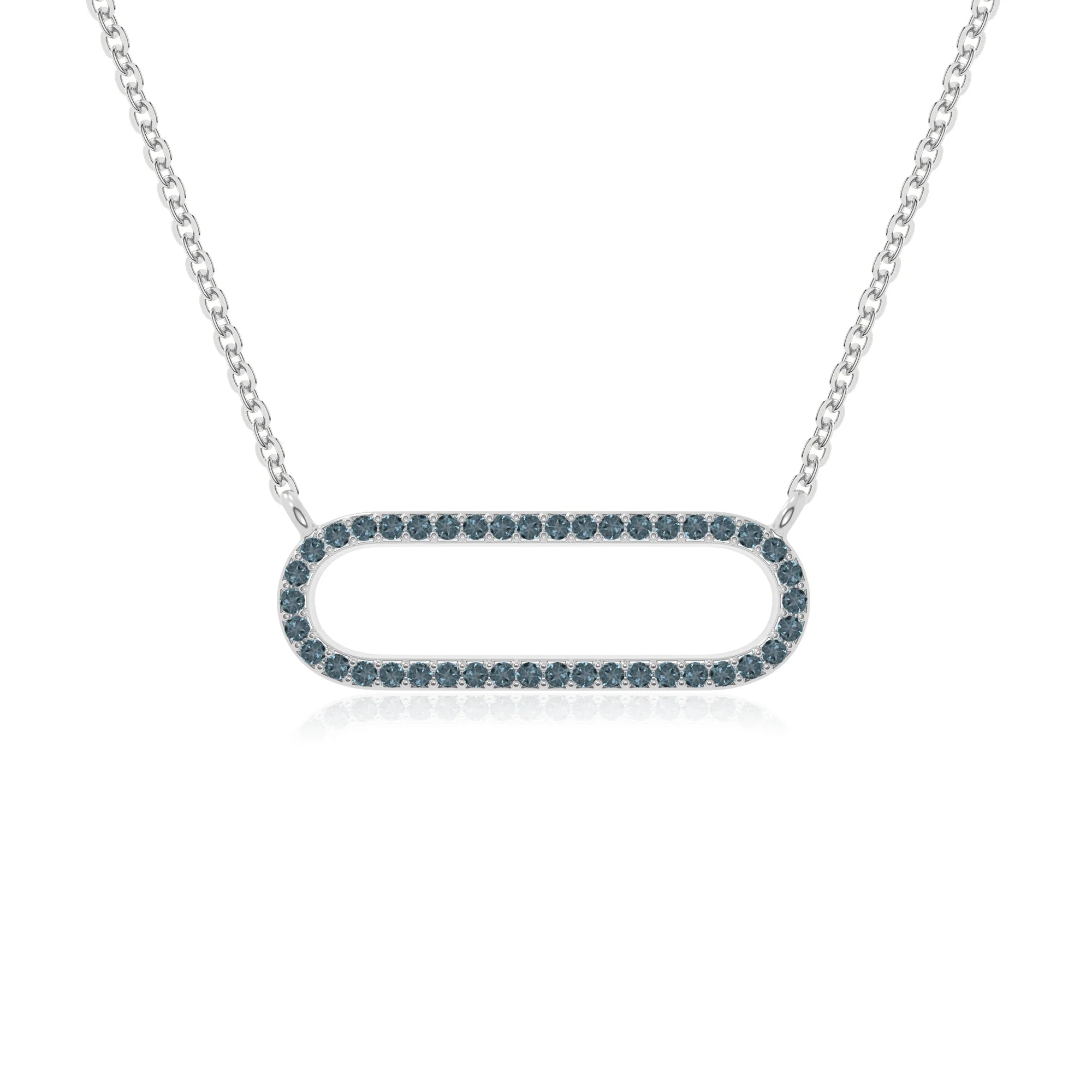 natural london-blue-topaz oval paperclip necklaces in sterling silver 
