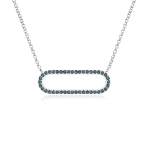 natural london-blue-topaz oval paperclip necklaces in sterling silver 