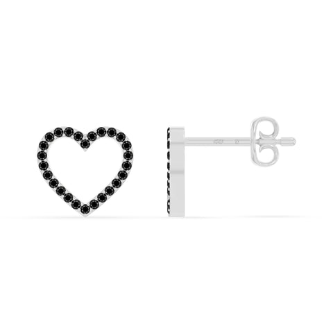 natural black-onyx heart stud earrings in sterling silver 