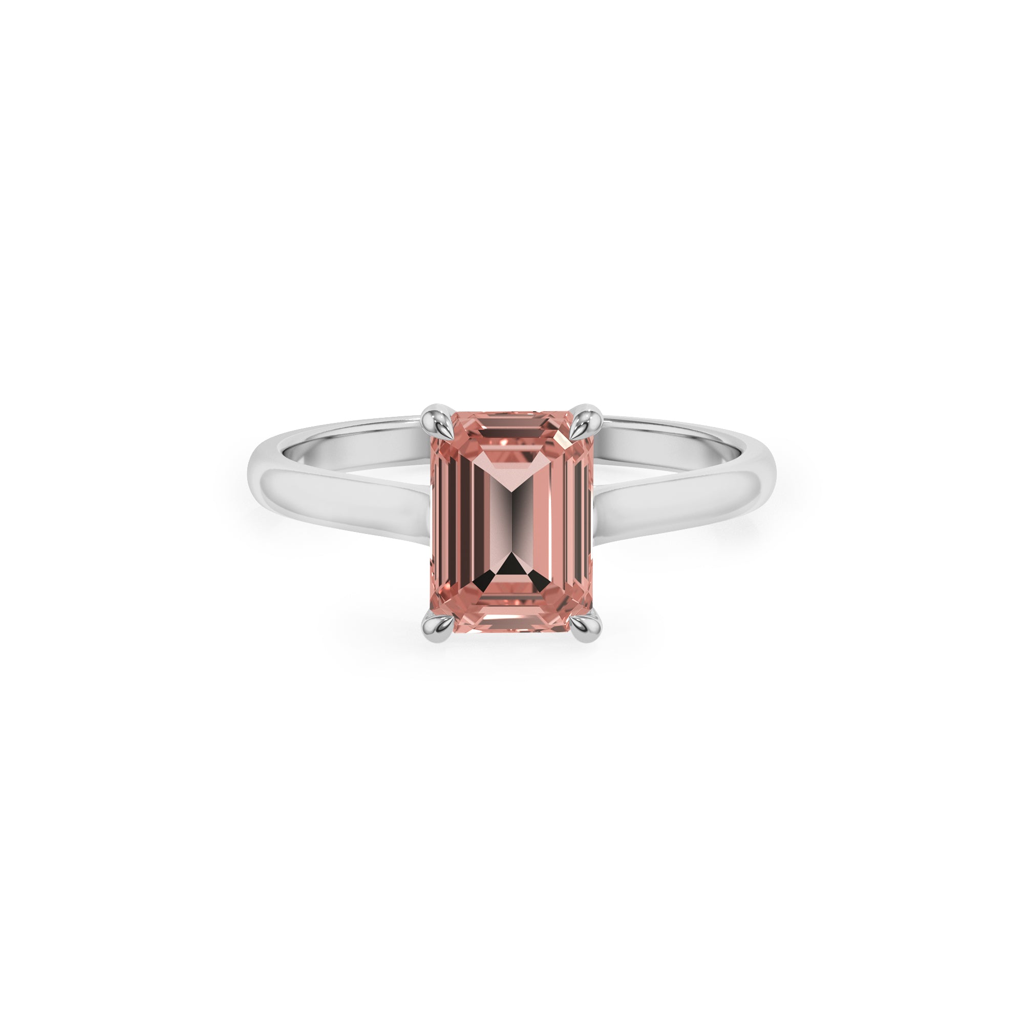 natural morganite emerald cut solitaire engagement ring