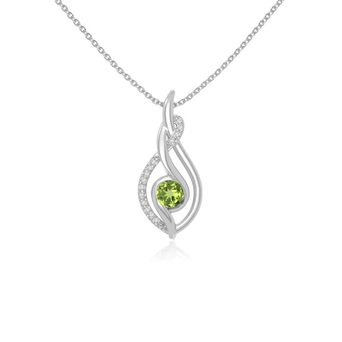 peridot twisted infinty knot necklaces in sterling silver 