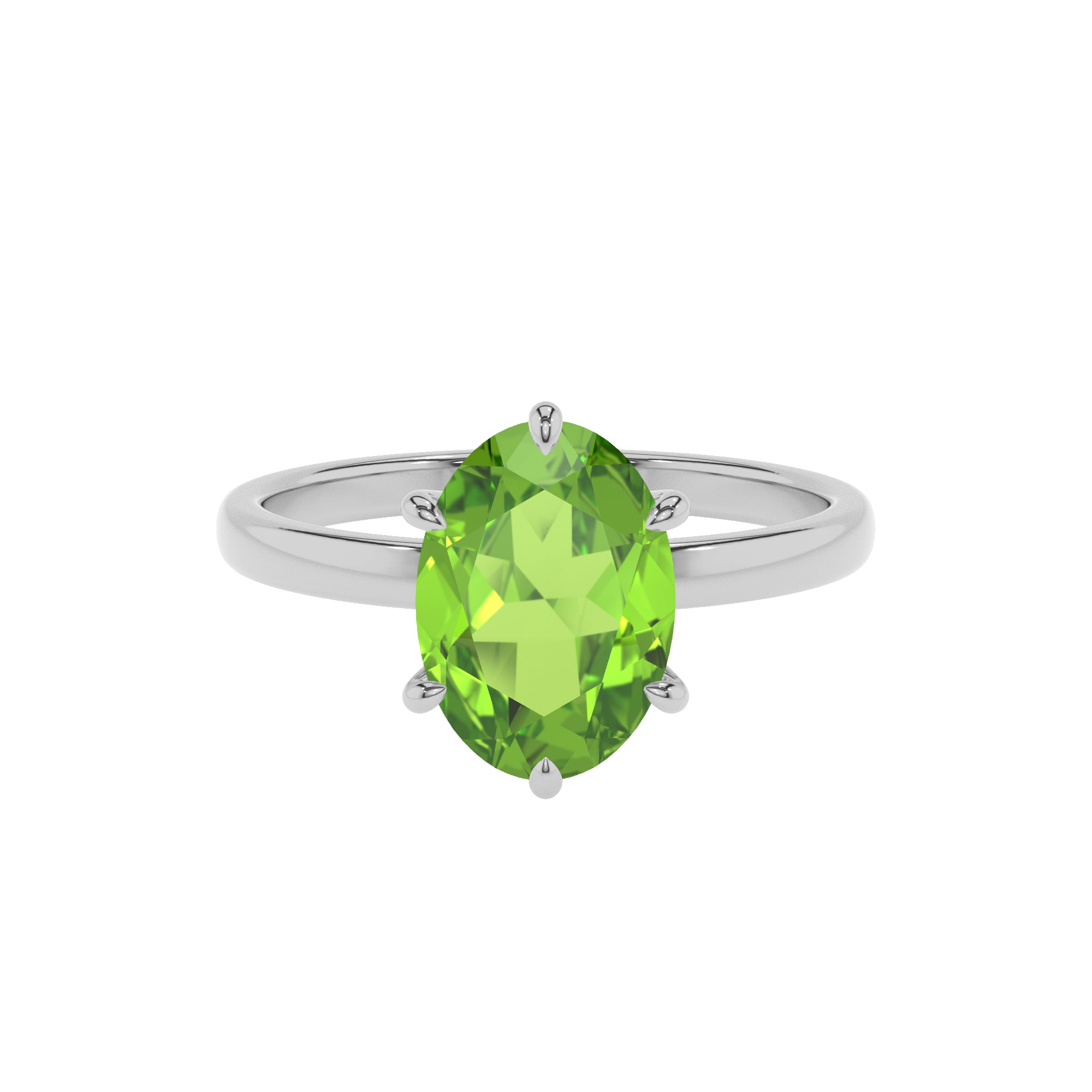 natural peridot oval solitaire engagement ring