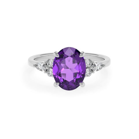 lab grown amethyst oval solitaire engagement ring