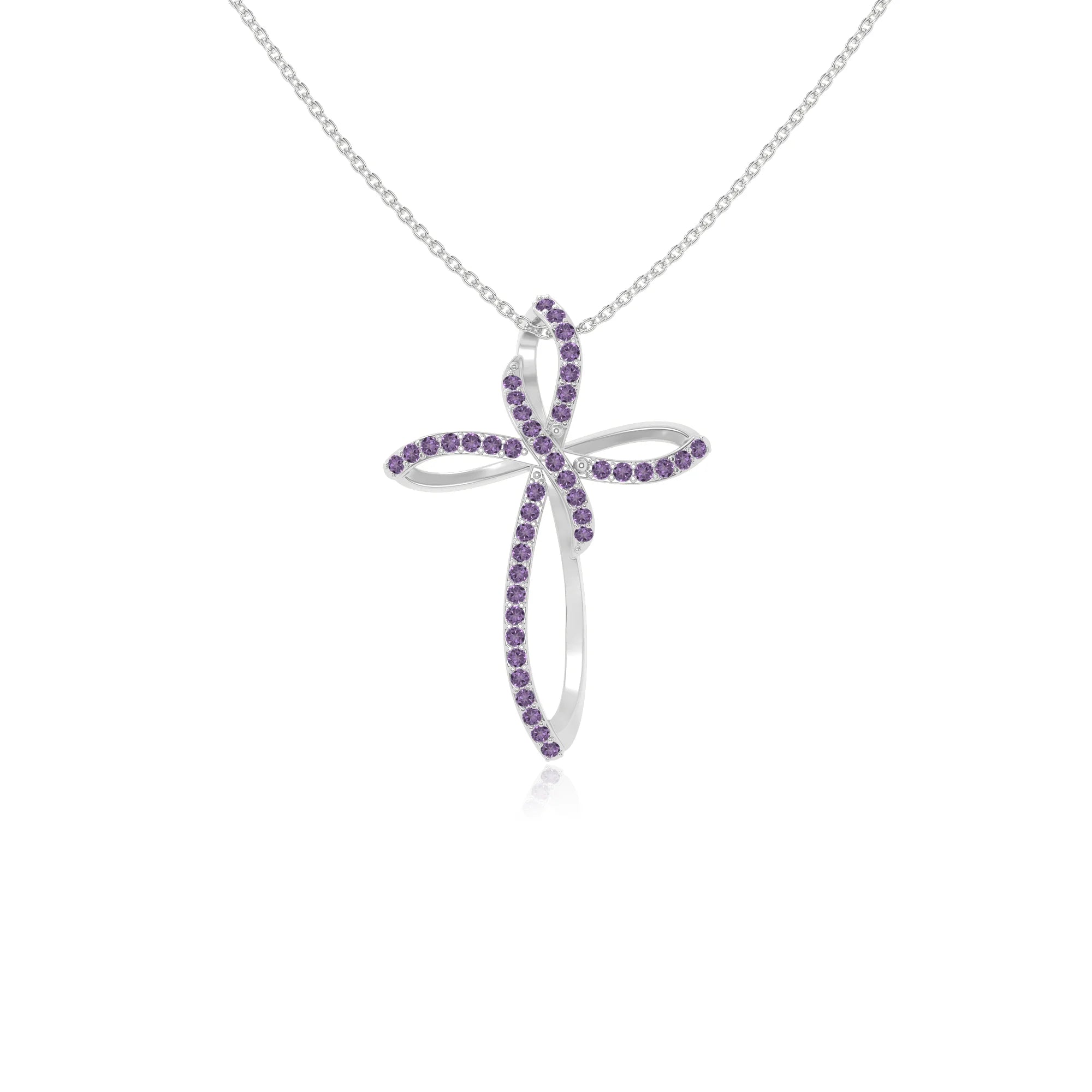 natural amethyst infinity cross necklaces in sterling silver 