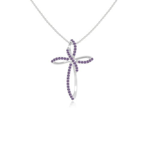 natural amethyst infinity cross necklaces in sterling silver 
