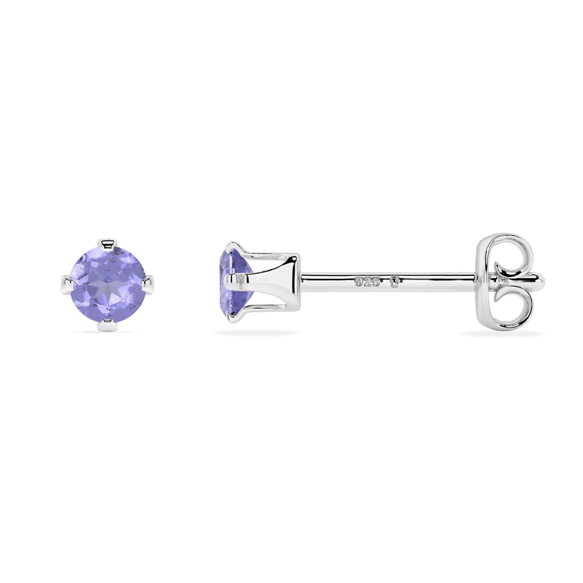 natural tanzanite round shape stud earrings